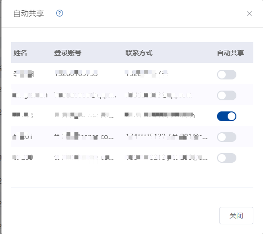 硬件锁许可列表-设置-自动共享按钮